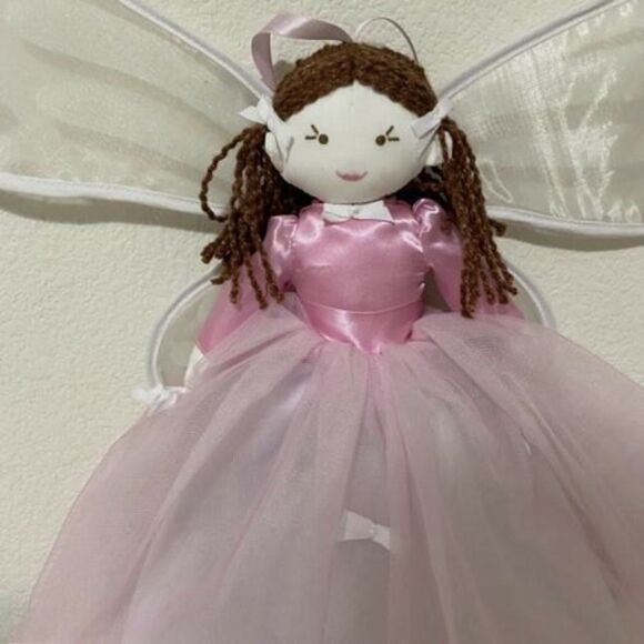 Pottery Barn Kids Designer Doll Butterfly Wings Fairy Pink Tulle Brown Hair - Picture 6 of 12